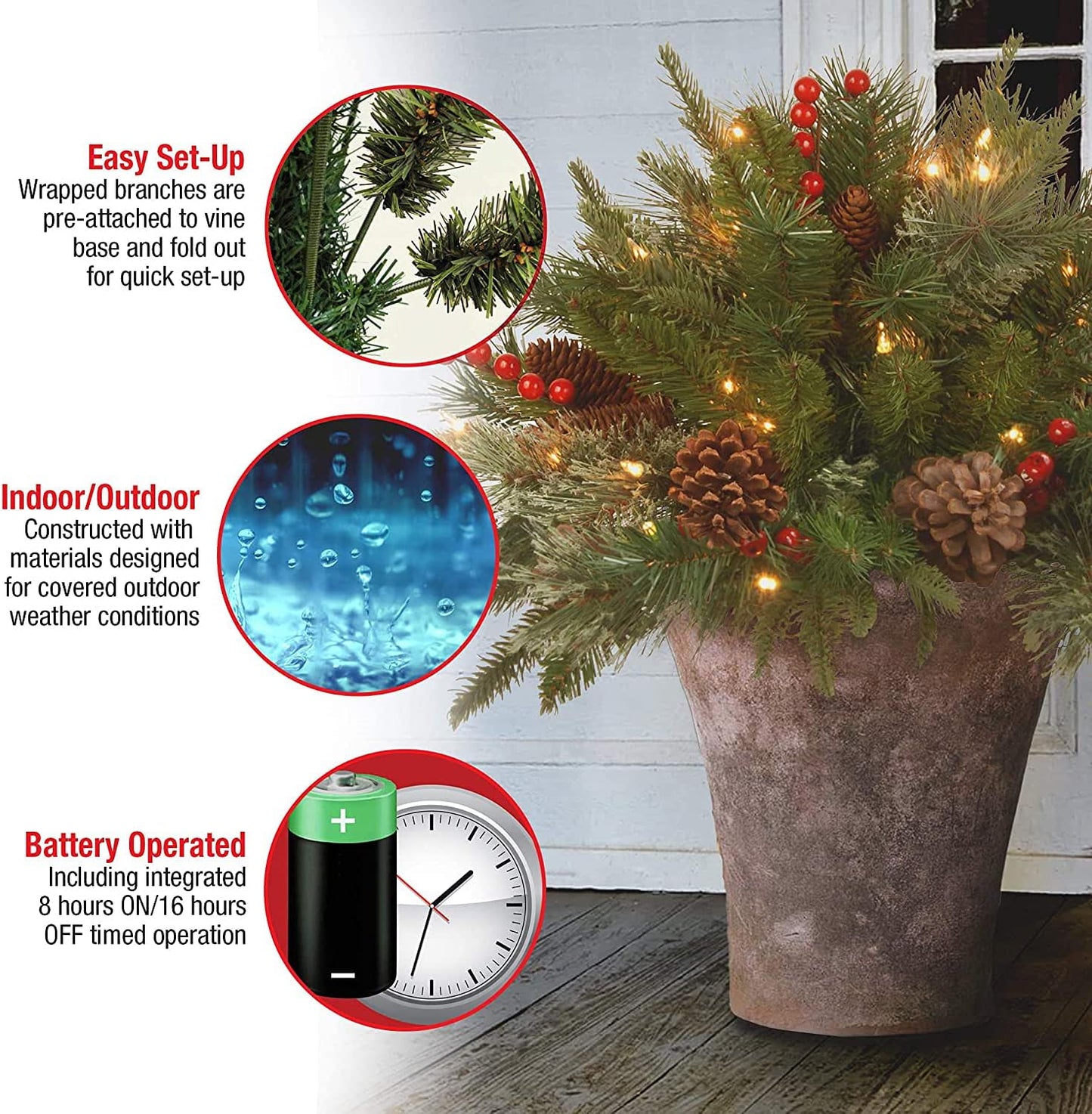 🔥🔥Final 5 Hours: 50% OFF🎄Pre-lit Artificial Christmas Tree Urn Filler💐